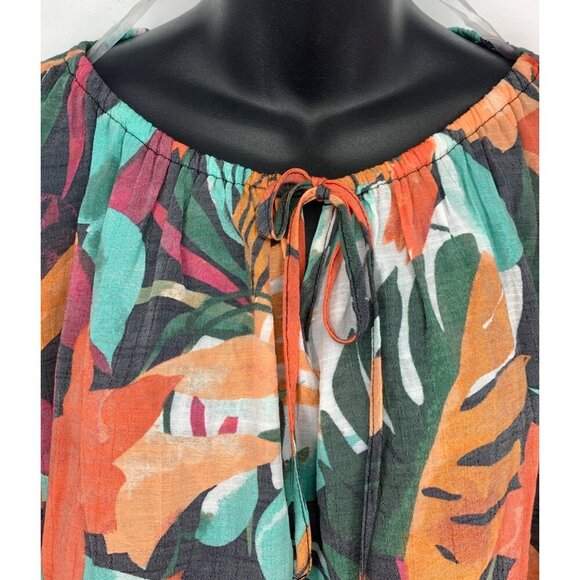 Zac & Rachel Womens XL Extra Large Tropical Peasant Blouse Top 3/4 Sleeve New - Picture 2 of 11